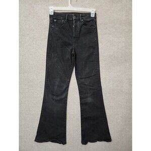 American Eagle Highest Rise Flare Jeans Womens 4 Black Button Fly Next Level